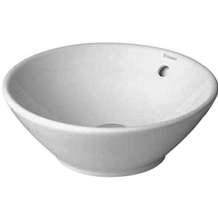 Elegant White Ceramic Circular Vessel Bathroom Sink with Overflow