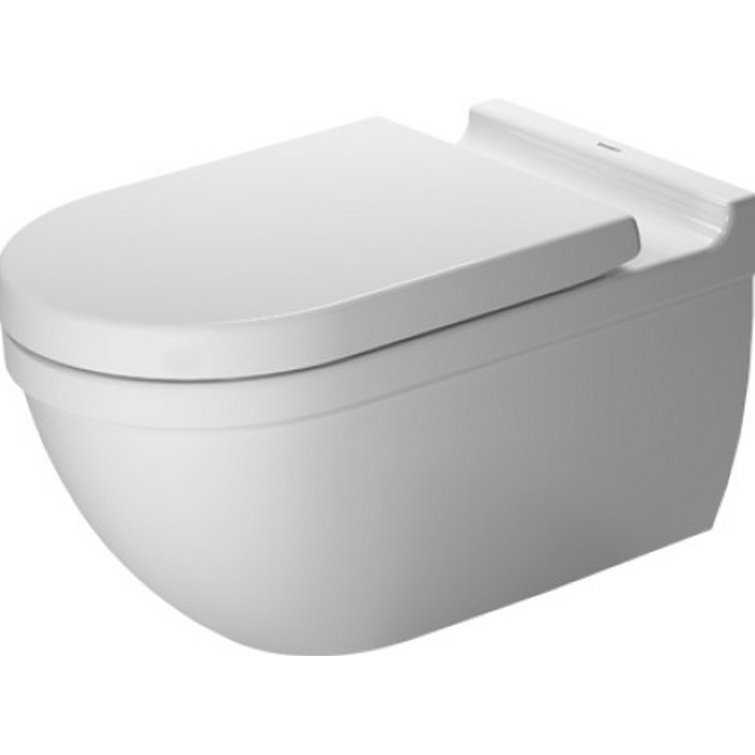 White Wall Mounted Elongated Dual Flush Toilet Bowl