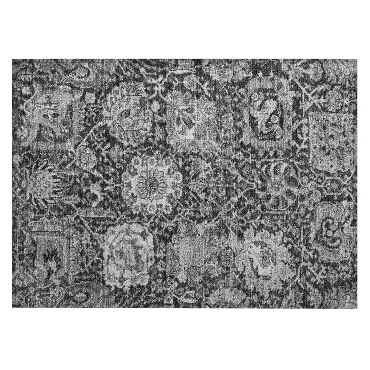 Red Synthetic Washable Rectangular Damask Rug 30" x 20"