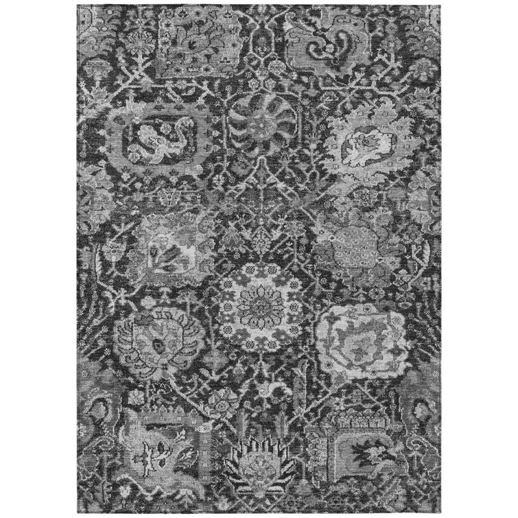 Red Synthetic Washable Rectangular Damask Rug 30" x 20"