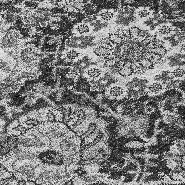 Red Synthetic Washable Rectangular Damask Rug 30" x 20"