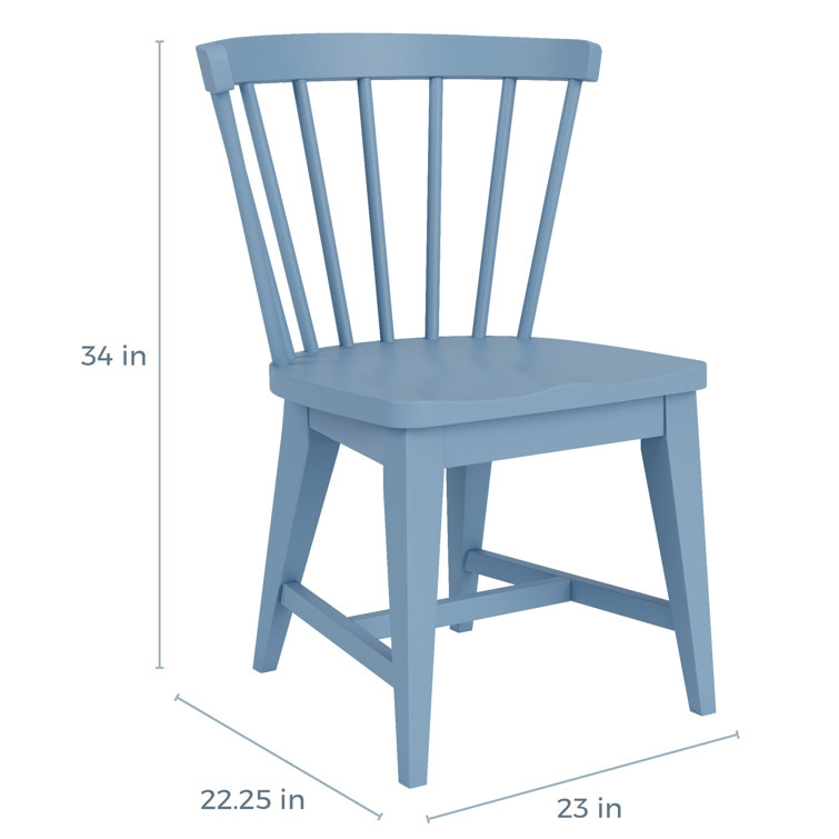Blue Solid Wood Windsor Side Chair Set