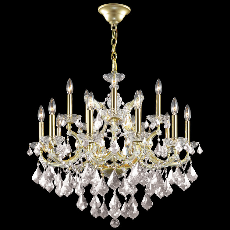 Majestic Gold Leaf Crystal Candle Chandelier