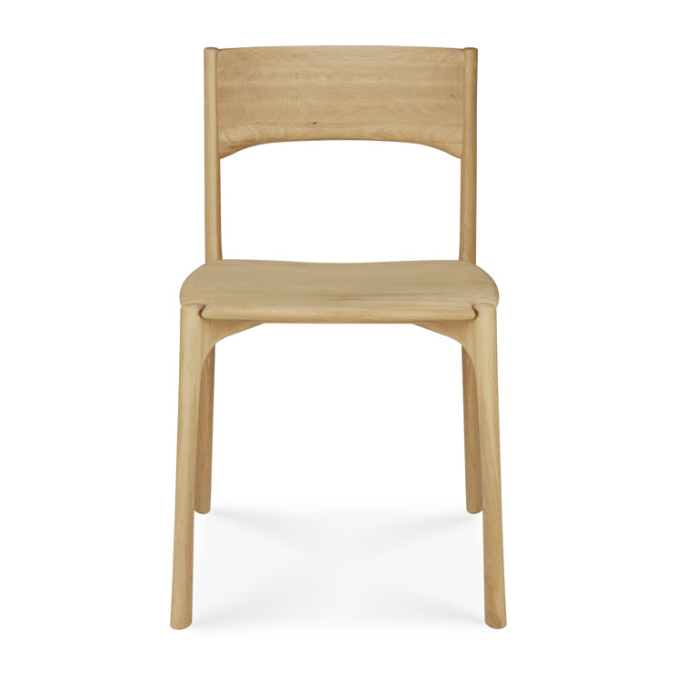 Solid Oak Armless Dining Side Chair in Light Brown