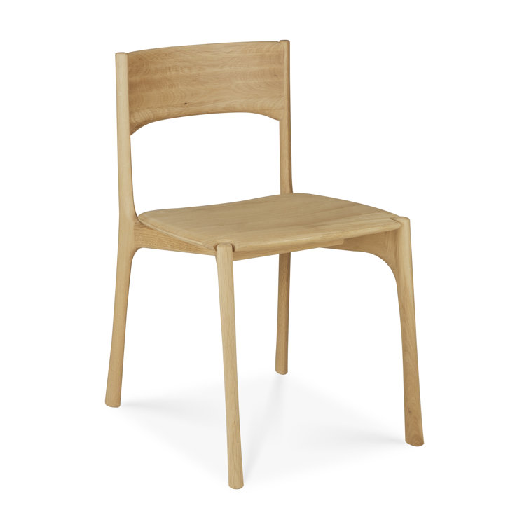 Solid Oak Armless Dining Side Chair in Light Brown