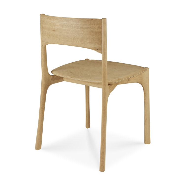 Solid Oak Armless Dining Side Chair in Light Brown