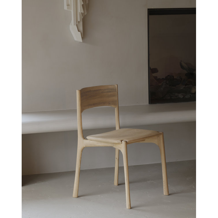 Solid Oak Armless Dining Side Chair in Light Brown