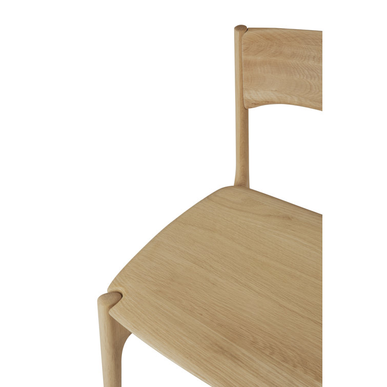 Solid Oak Armless Dining Side Chair in Light Brown