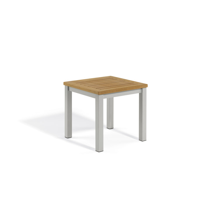 Natural Tekwood and Aluminum Outdoor Side Table