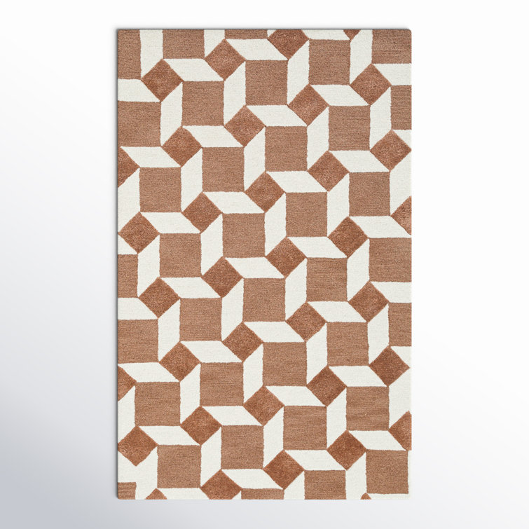 Retro Chic Brown and White Wool 5' x 8' Area Rug
