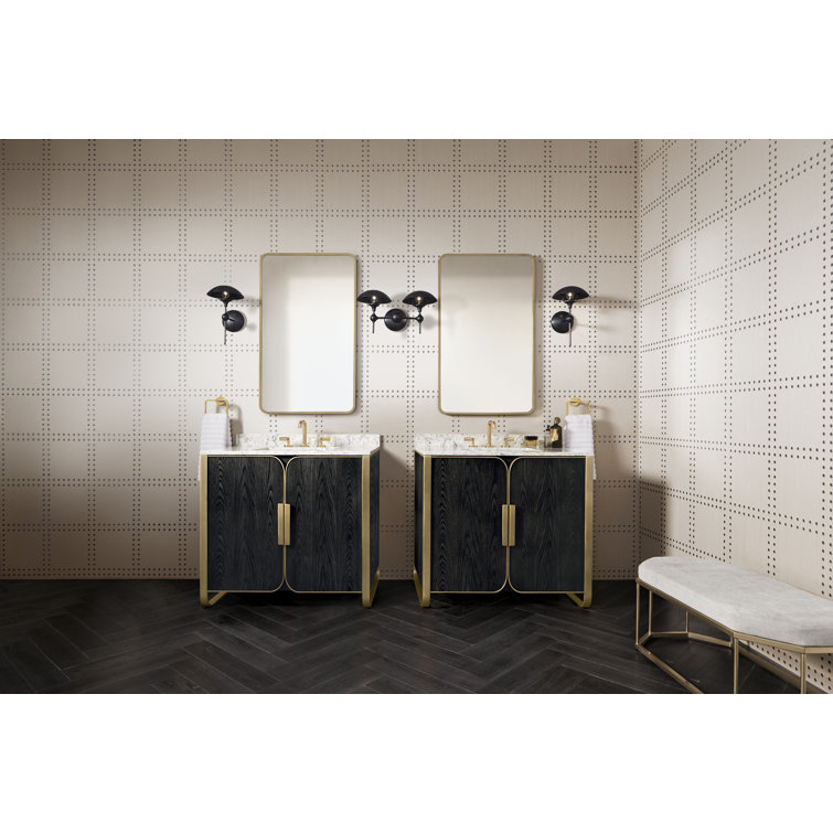 Aged Brass Rectangular Wall Mirror with Rounded Corners