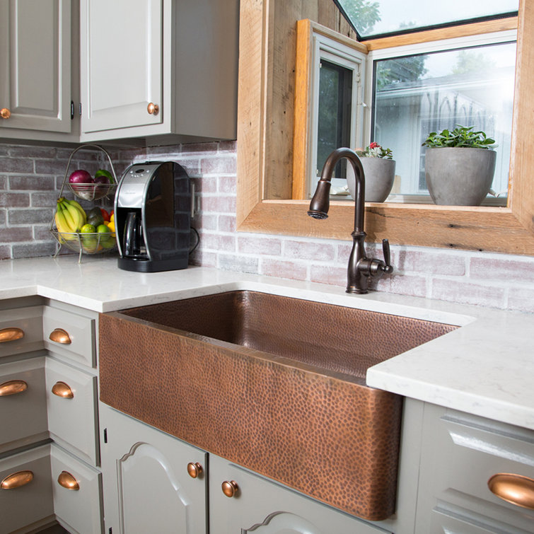 Copper 33" Single Bowl Farmhouse Apron Front Kitchen Sink