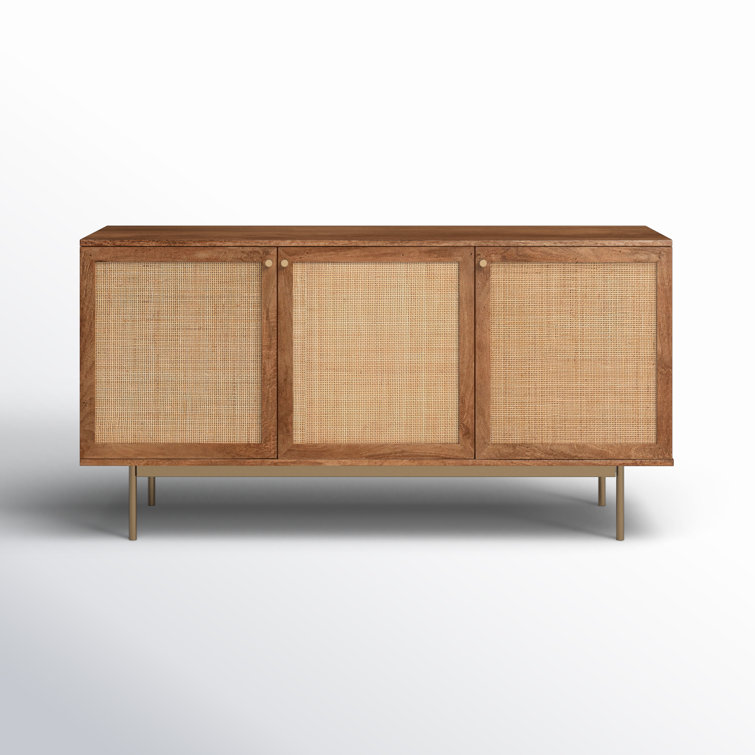 Richmond 57.25'' Walnut Mango Wood Sideboard with Cane Panels