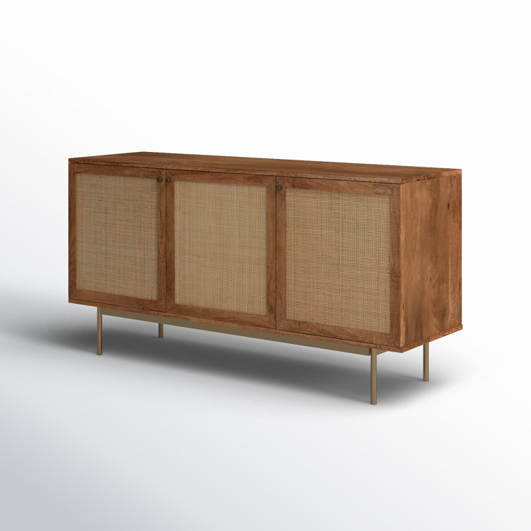 Richmond 57.25'' Walnut Mango Wood Sideboard with Cane Panels