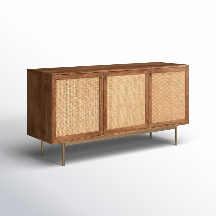Richmond 57.25'' Walnut Mango Wood Sideboard with Cane Panels