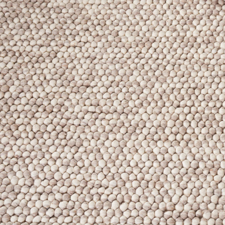 Elle Hand-Knotted White Wool Rectangular Rug