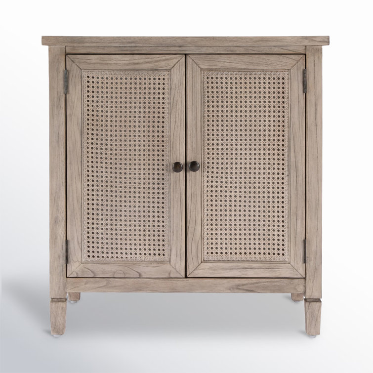 Desert Sand Traditional 2-Door Cane Cabinet with Adjustable Shelving