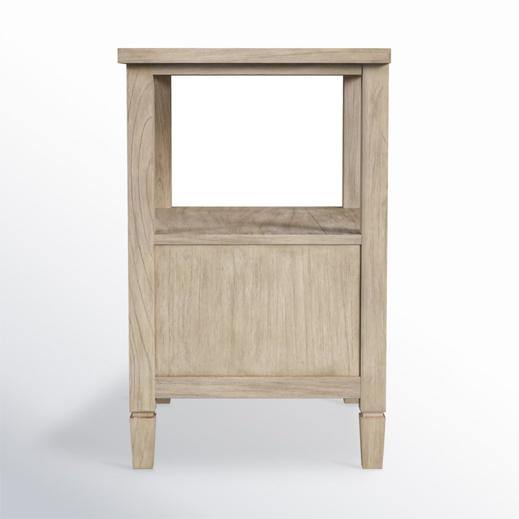 Desert Sand Solid Wood Nightstand with Cane Drawer