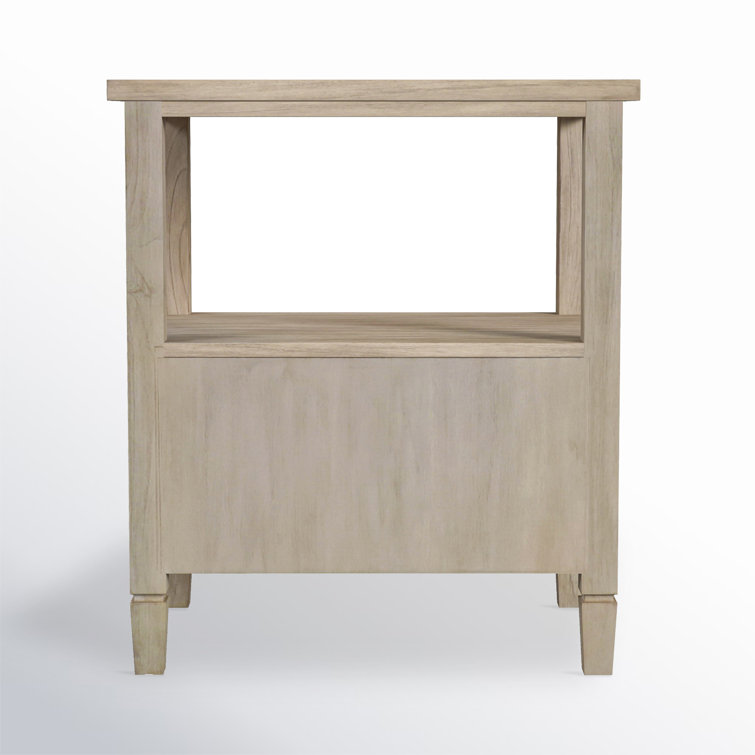 Desert Sand Solid Wood Nightstand with Cane Drawer