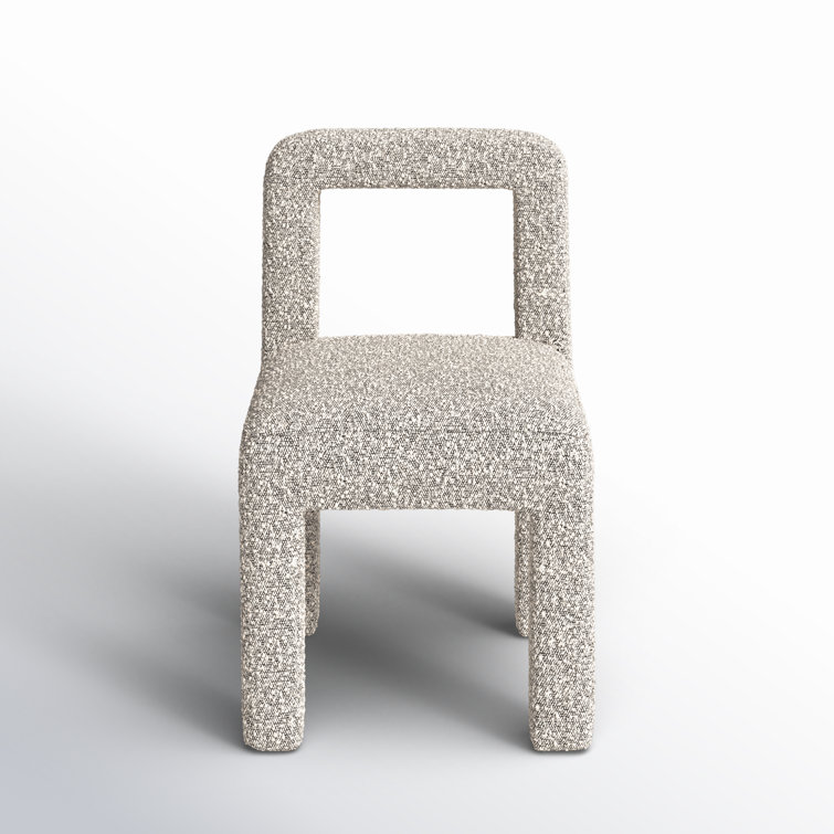 Gray Boucle Upholstered Open Back Dining Chair
