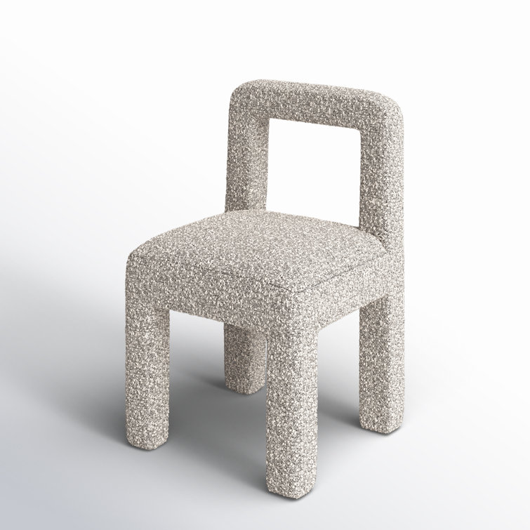 Gray Boucle Upholstered Open Back Dining Chair