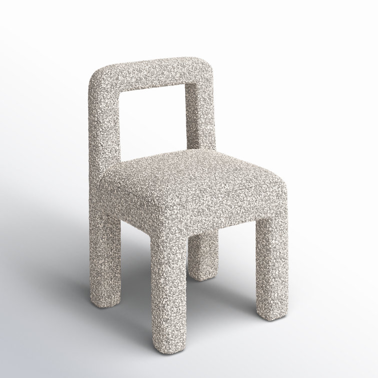 Gray Boucle Upholstered Open Back Dining Chair