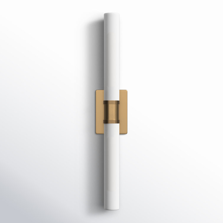 Satin Brass 2-Light Dimmable Vanity Light with Frosted Glass