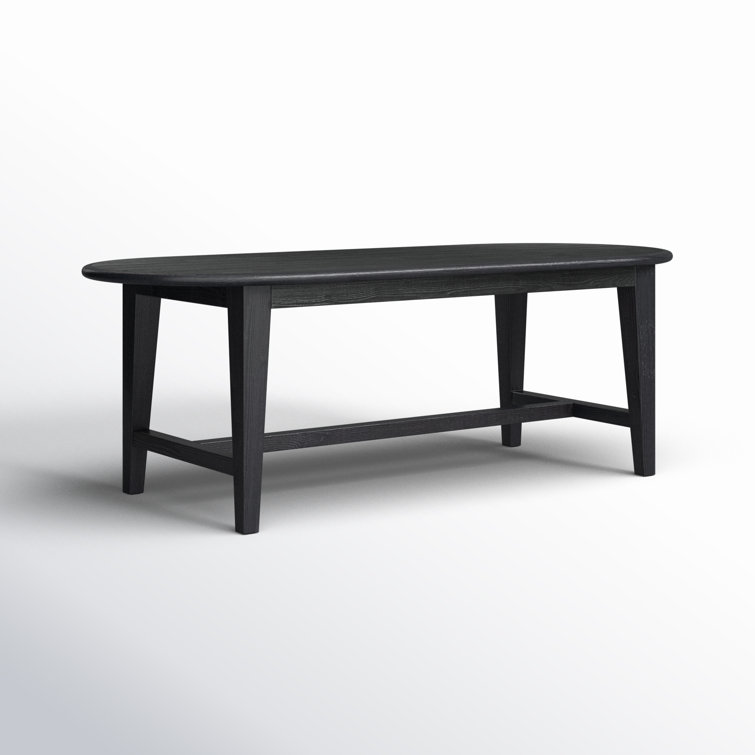 Black Solid Pine Oval Dining Table for Eight