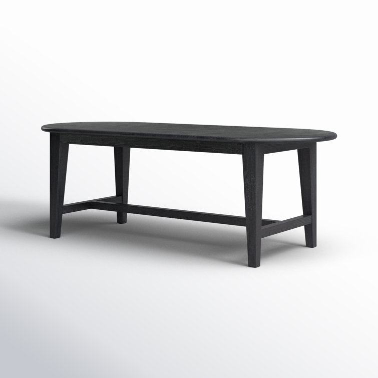 Black Solid Pine Oval Dining Table for Eight