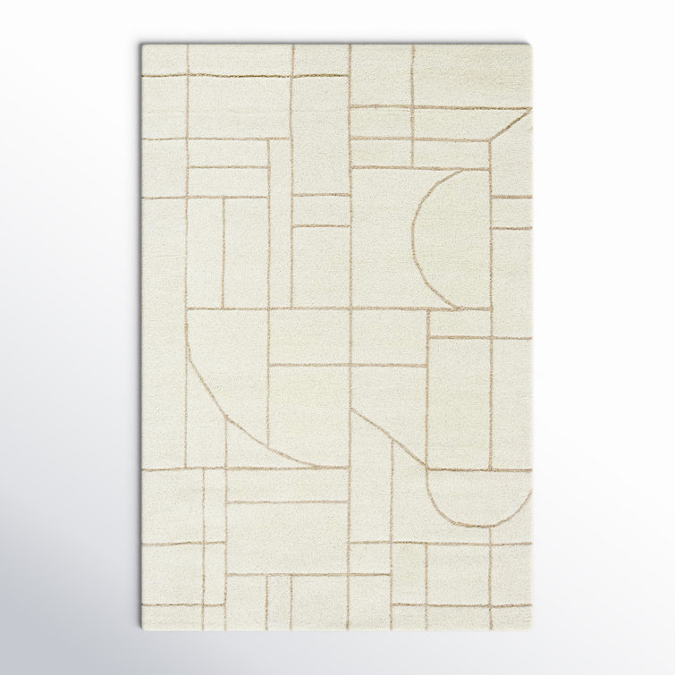 Lyla Black and Cream Wool Hand-Tufted Rug 2' x 3'