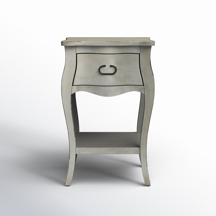 Esmerelda Mahogany Veneer Curvy 1-Drawer Nightstand with Shelf
