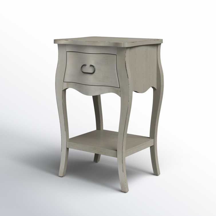 Esmerelda Mahogany Veneer Curvy 1-Drawer Nightstand with Shelf