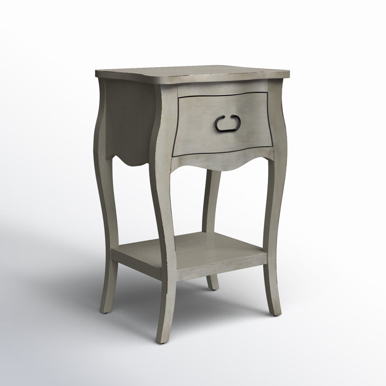 Esmerelda Mahogany Veneer Curvy 1-Drawer Nightstand with Shelf