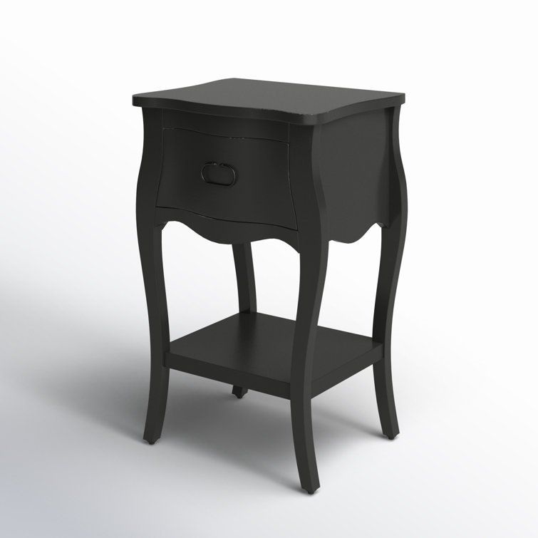 Rochelle Mahogany Black Nightstand with Iron Hardware and Shelf