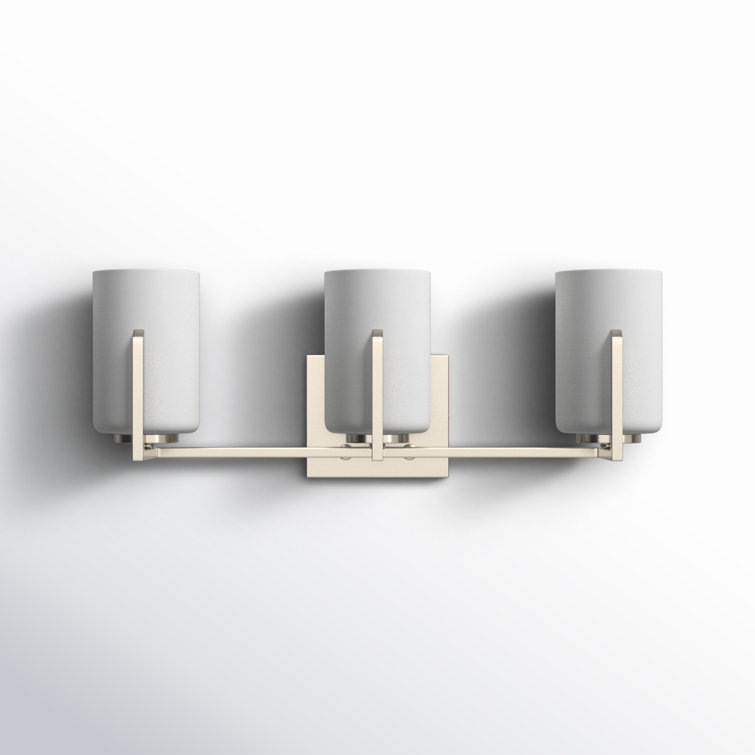 Satin Nickel 3-Light Dimmable Vanity Fixture with Frosted Glass Shades