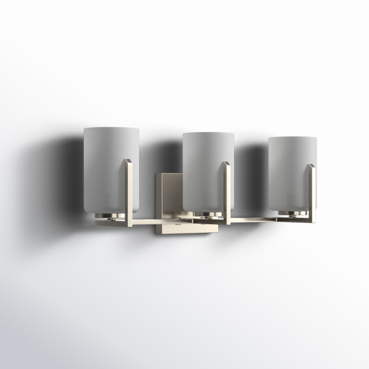 Satin Nickel 3-Light Dimmable Vanity Fixture with Frosted Glass Shades