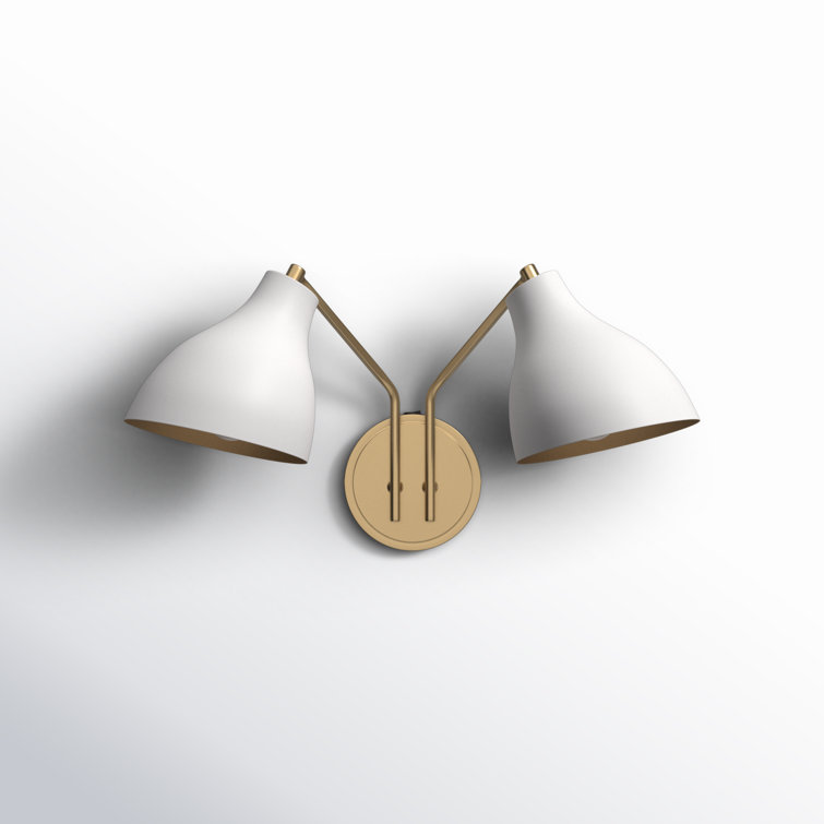 Modern White and Brass 2-Light Wall Sconce