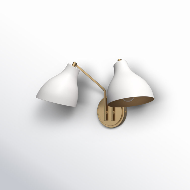 Modern White and Brass 2-Light Wall Sconce