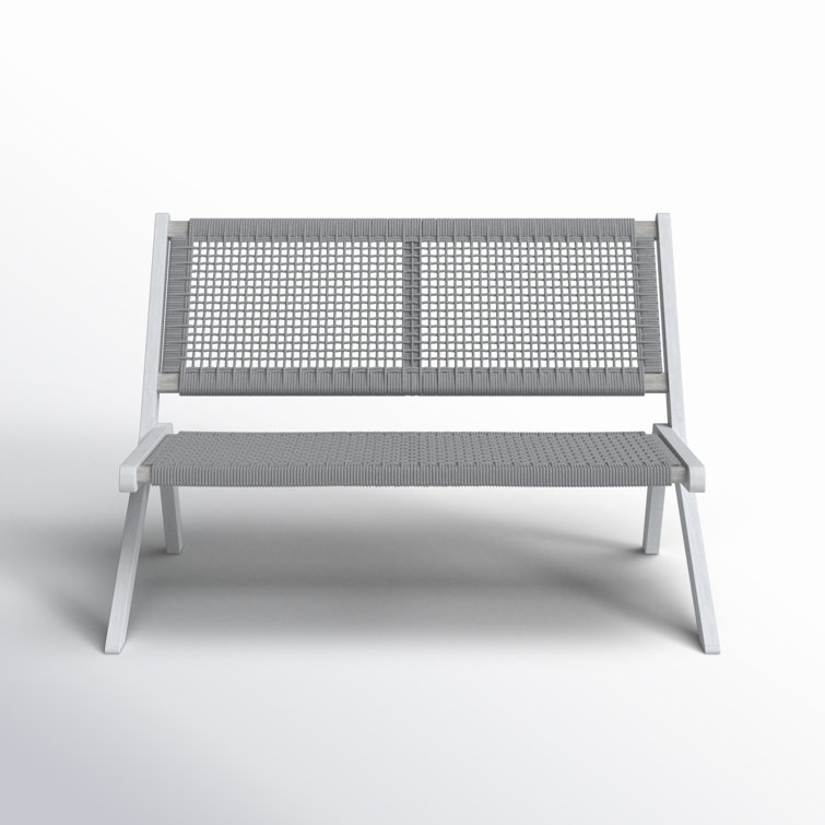 Kismet 45'' Gray Wood and Rope Folding Outdoor Bench
