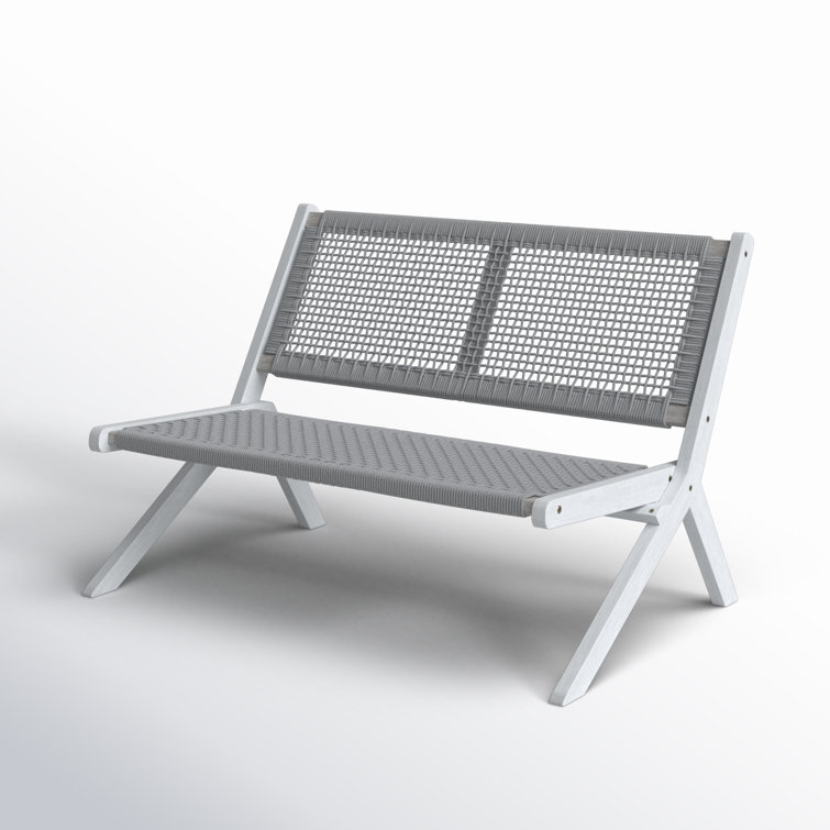 Kismet 45'' Gray Wood and Rope Folding Outdoor Bench