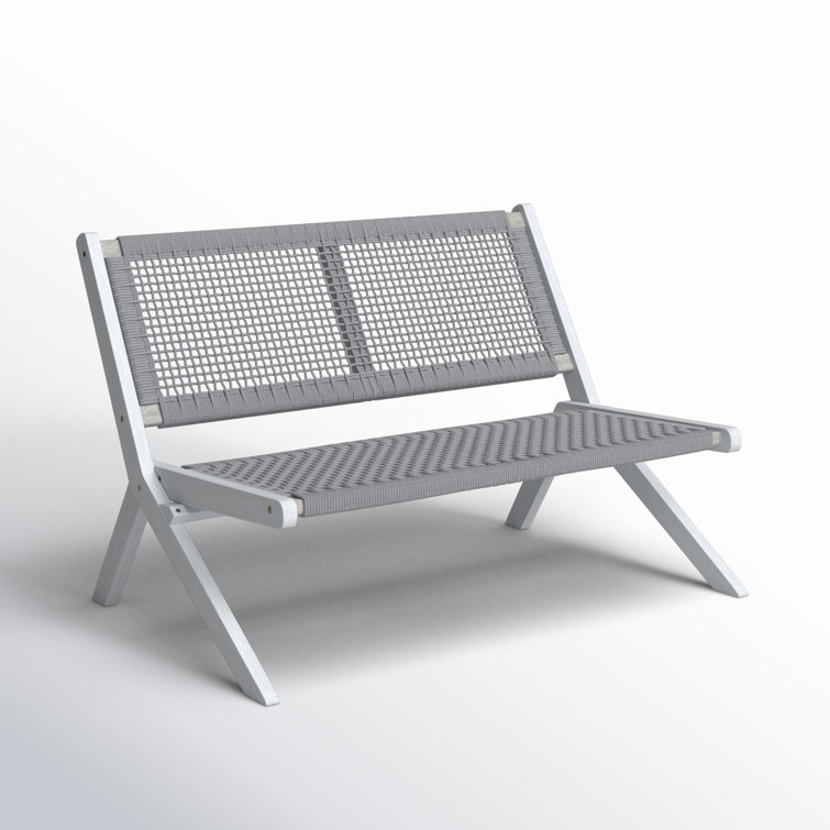 Kismet 45'' Gray Wood and Rope Folding Outdoor Bench