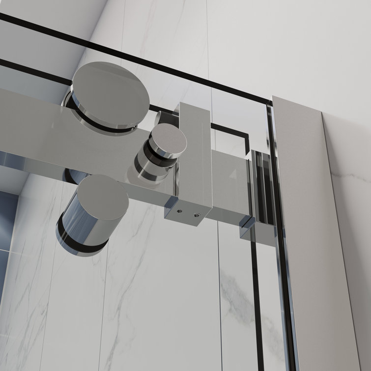 Chrome Frameless Sliding Shower Door with Clear Tempered Glass