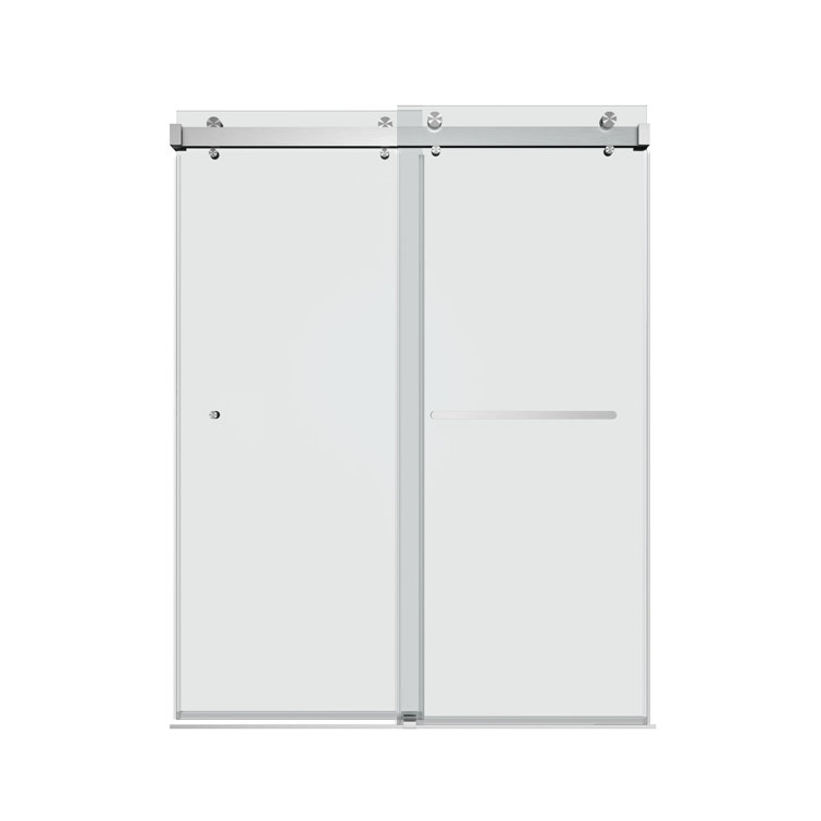 Contemporary Frameless Double Sliding Shower Door with Clear Tempered Glass