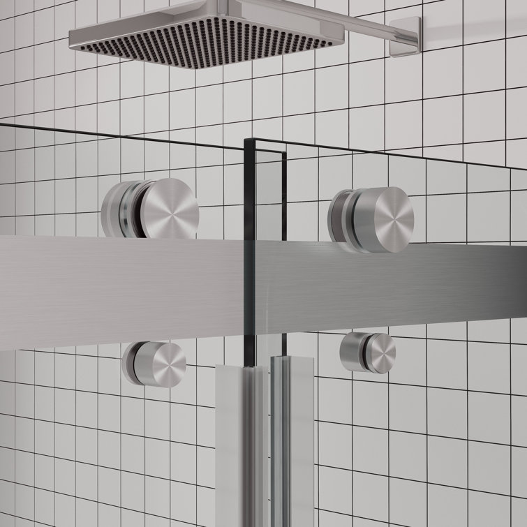 Contemporary Frameless Double Sliding Shower Door with Clear Tempered Glass