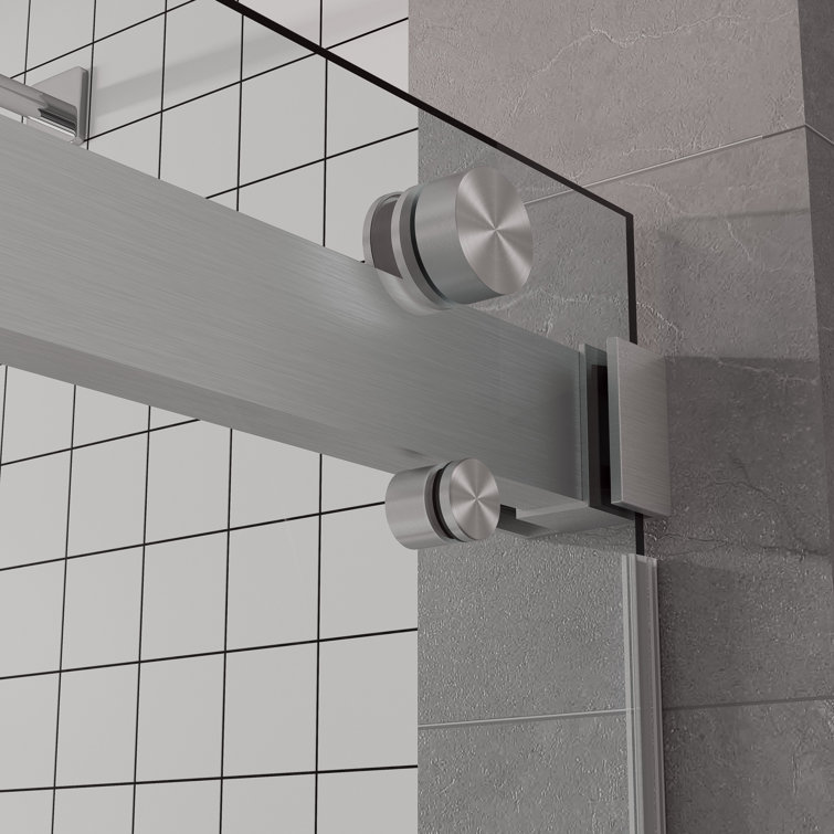 Contemporary Frameless Double Sliding Shower Door with Clear Tempered Glass
