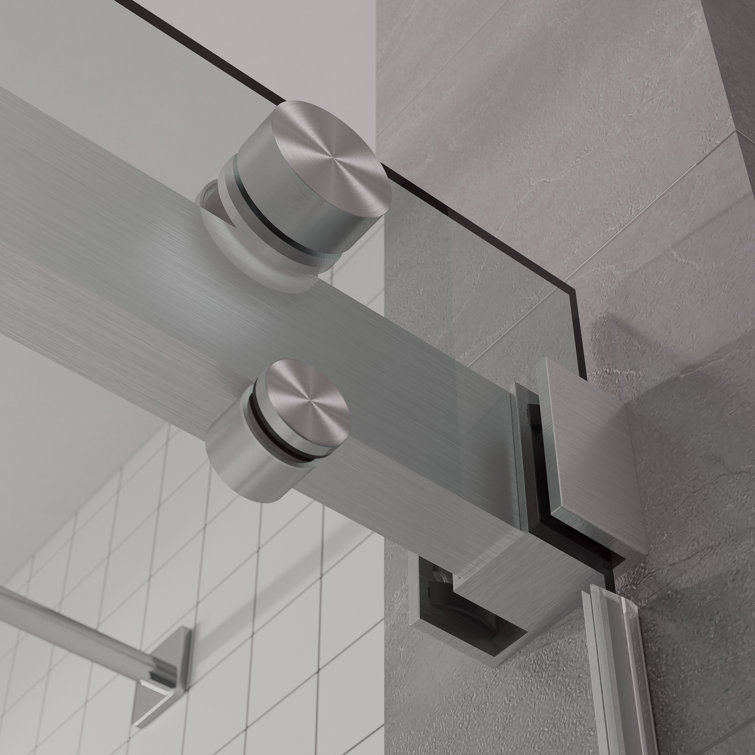 Contemporary Frameless Double Sliding Shower Door with Clear Tempered Glass