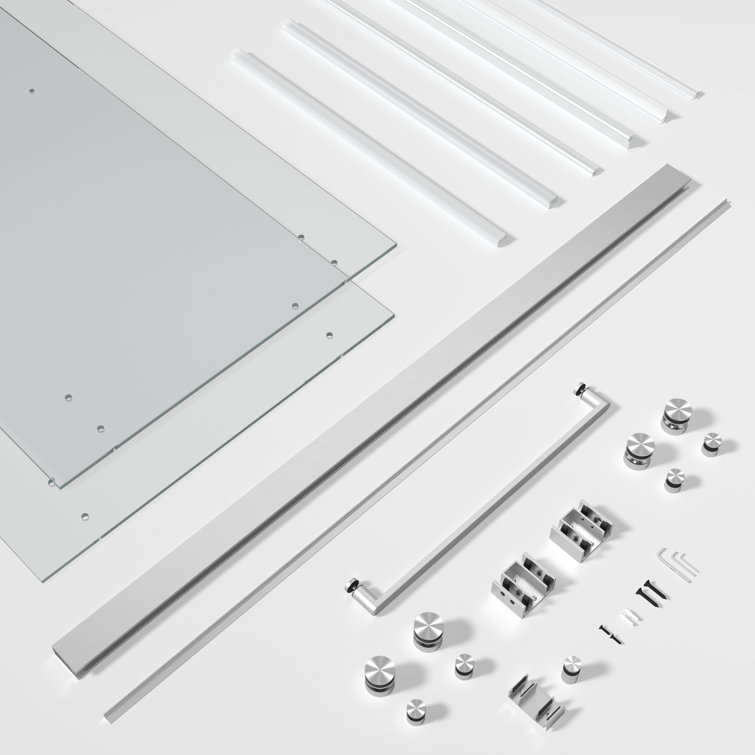Contemporary Frameless Double Sliding Shower Door with Clear Tempered Glass
