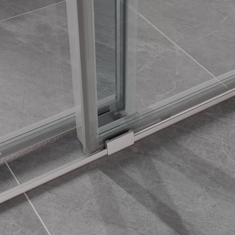 Contemporary Frameless Double Sliding Shower Door with Clear Tempered Glass