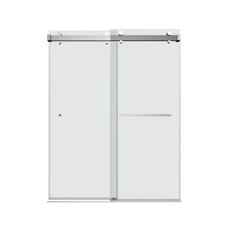 Chrome Frameless Double Sliding Shower Door with Clear Glass
