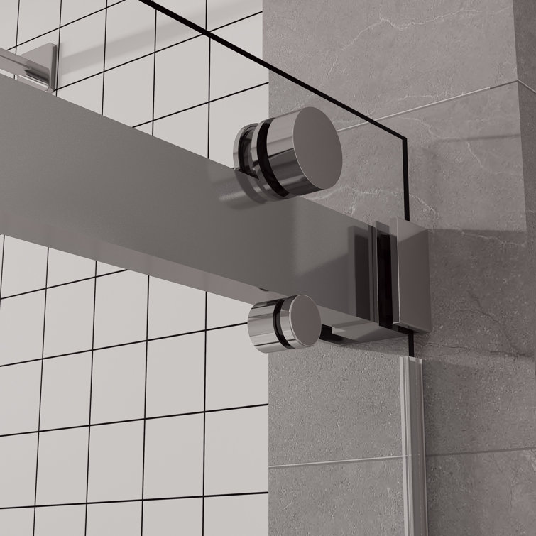 Chrome Frameless Double Sliding Shower Door with Clear Glass